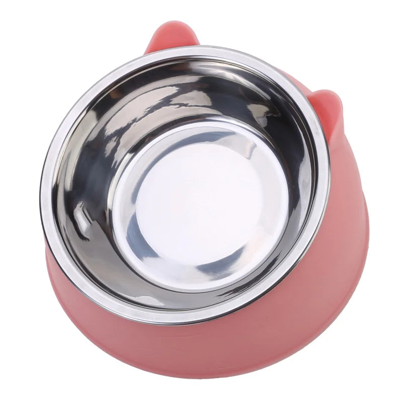 Ciotola Inclinata per Gatti in Acciaio Inox – Ergonomica, Antiscivolo, per Mangiare e Bere