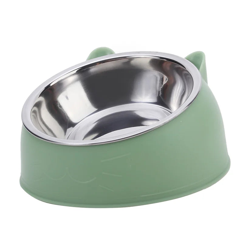 Ciotola Inclinata per Gatti in Acciaio Inox – Ergonomica, Antiscivolo, per Mangiare e Bere