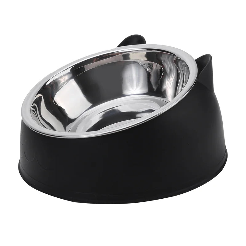 Ciotola Inclinata per Gatti in Acciaio Inox – Ergonomica, Antiscivolo, per Mangiare e Bere