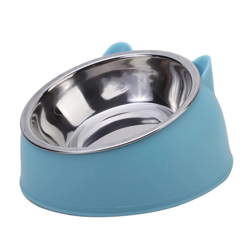 Ciotola Inclinata per Gatti in Acciaio Inox – Ergonomica, Antiscivolo, per Mangiare e Bere